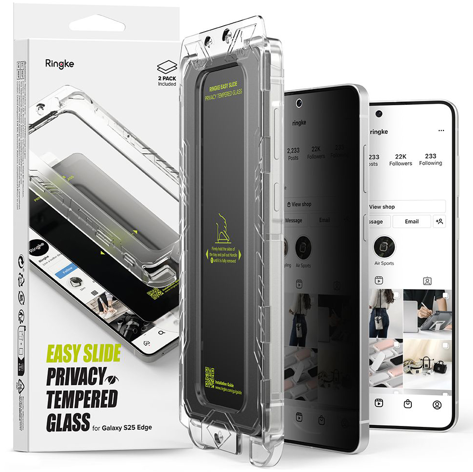Szkło prywatyzujące na ekran Ringke Easy Slide 2-Pack Privacy dla Galaxy S25 Edge, 2 sztuki